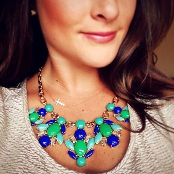 stella & dot ~ juniper statement necklace ~ blue green - Picture 7 of 11